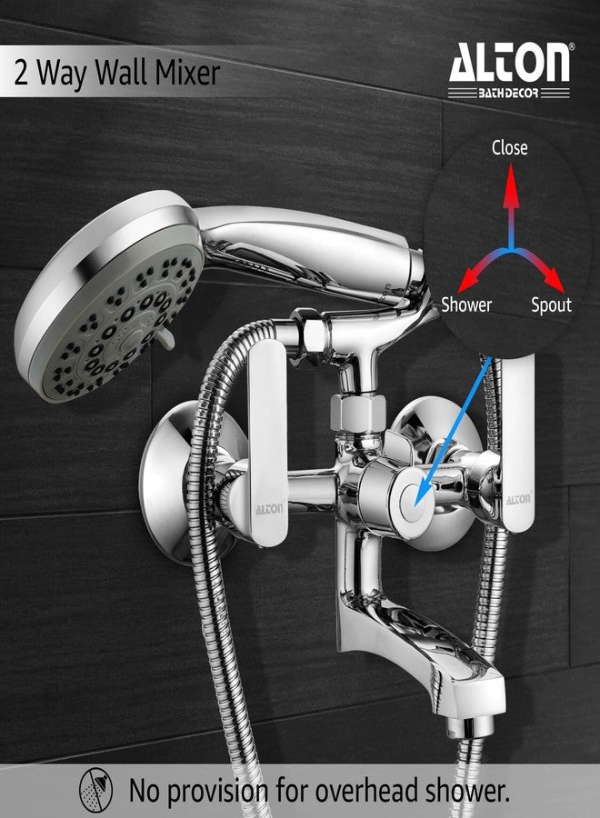 ALTON FAM3395 Brass, Wall Mixer With Crutuch and 5-Function Hand Shower Full Set, Chrome Finish - Image 3